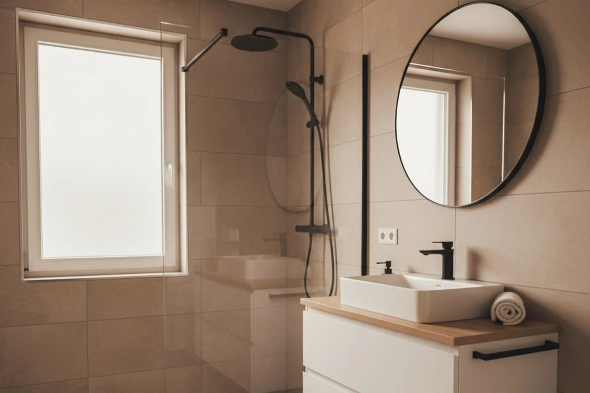 Modernes renoviertes Badezimmer mit Walk-in-Dusche