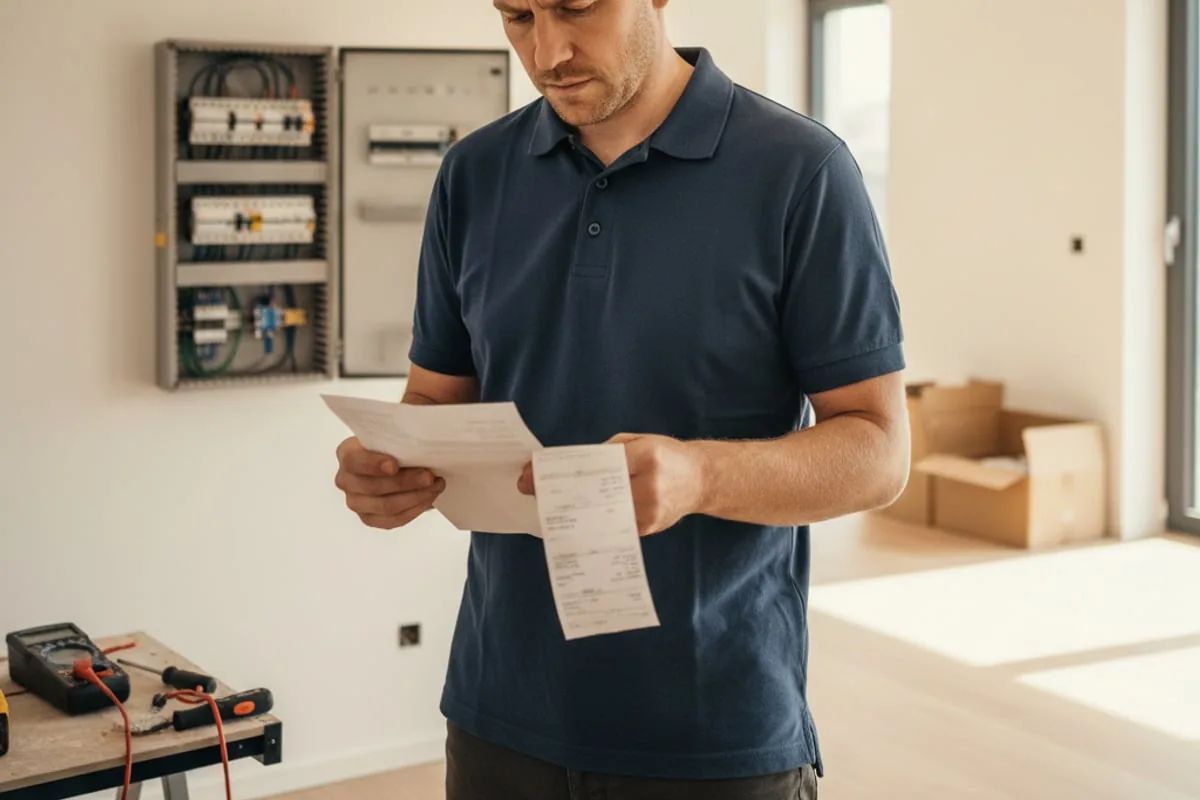 Elektriker bei der Installation einer Steckdose
